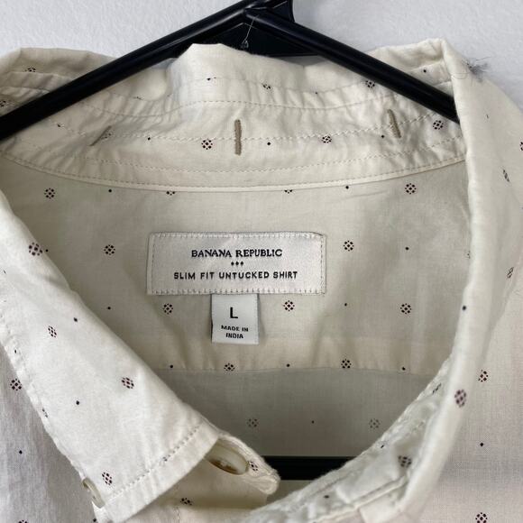 Banana Republic Slim Fit Unticked Shirt Cotton White Casual Button Down Large - Picture 5 of 12